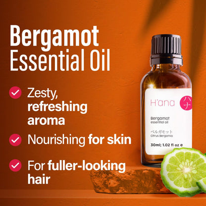 H'ana Bergamot Essential Oil - 1.02 Fl Oz | Hair, Skin, Diffuser, Aromatherapy, DIY Candle & Soap Making