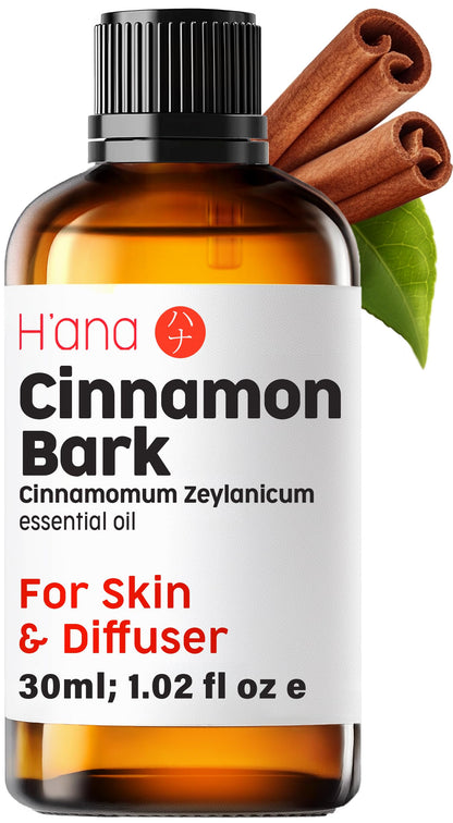 H'ana Cinnamon Bark Essential Oil - 1.02 Fl Oz | Hair, Skin, Diffuser & DIY