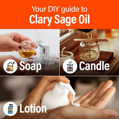 H'ana Clary Sage Essential Oil 1.02 fl oz | Hair, Skin, Diffuser
