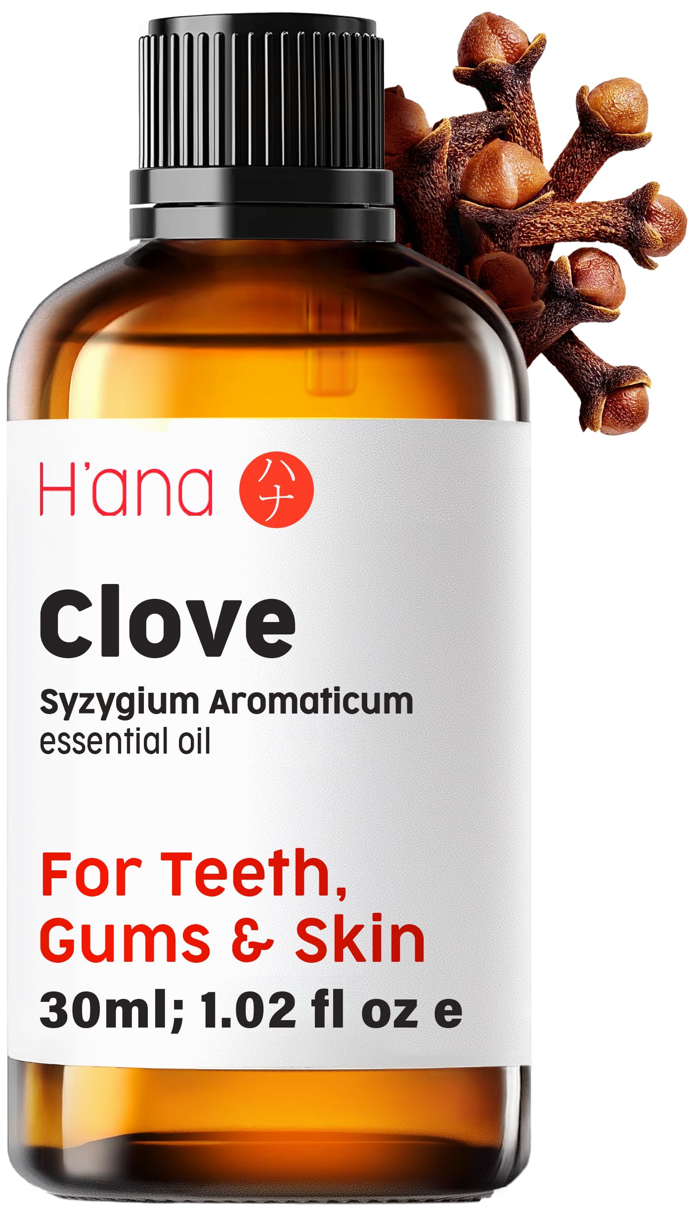 H'ana Clove Essential Oil 1.02 fl oz - Hair, Skin, Diffuser & Aromatherapy