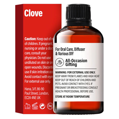 H'ana Clove Essential Oil 1.02 fl oz - Hair, Skin, Diffuser & Aromatherapy