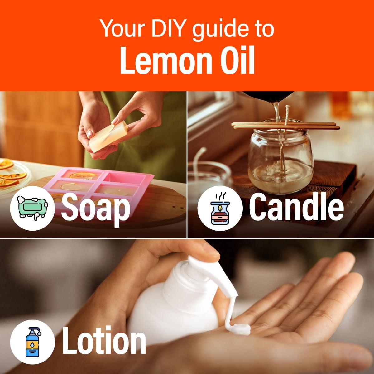 H'ana Lemon Essential Oil - 1.02 Fl Oz for Hair, Skin, Diffuser, DIY & Aromatherapy