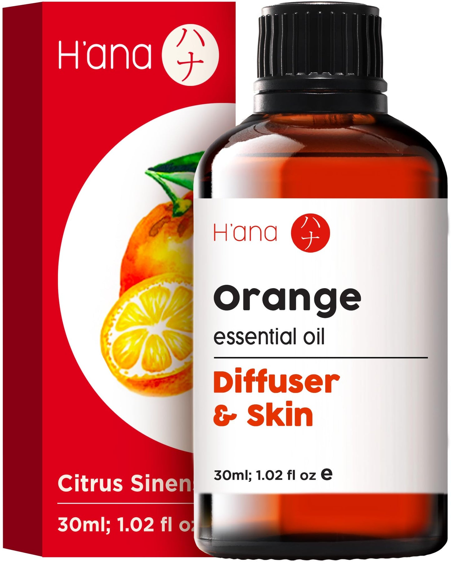 H'ana Orange Essential Oil - 1.02 Fl Oz | Hair, Skin, Diffuser, Aromatherapy, DIY Candle & Soap Making