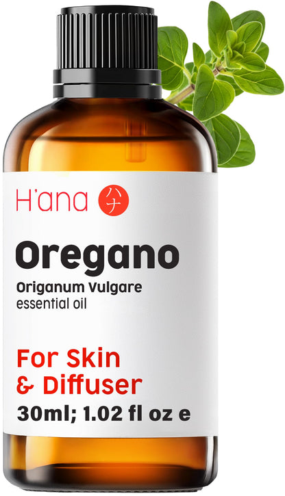 H'ana Oregano Essential Oil - 1.02 Fl Oz | Hair, Skin, Diffuser, Aromatherapy & DIY Candle & Soap Making