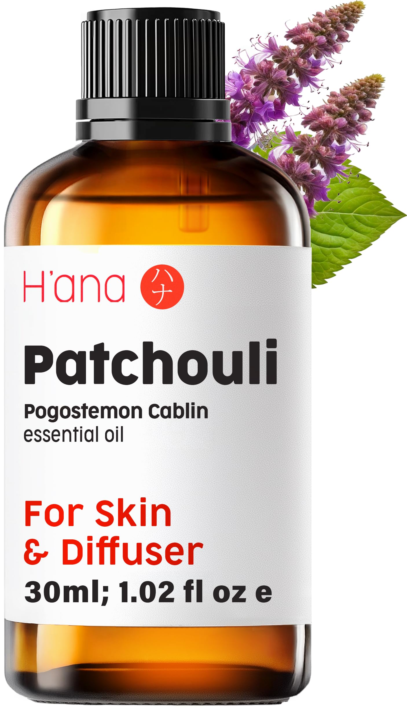H'ana Patchouli Essential Oil – 1.02 fl oz | Hair, Skin, Diffuser & DIY