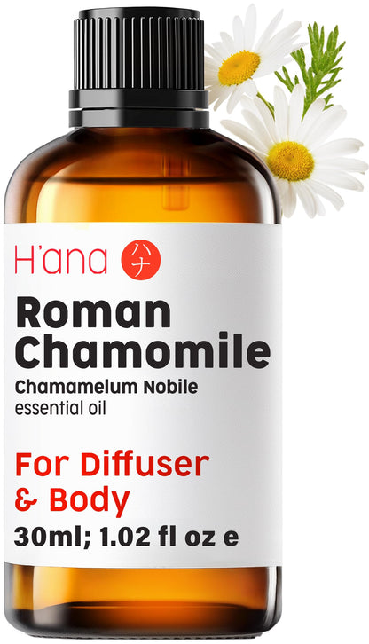 H'ana Roman Chamomile Essential Oil – 1.02 fl oz | Hair, Skin, Diffuser, Aromatherapy, DIY Candle & Soap Making