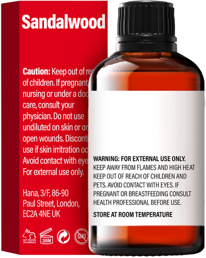 H'ana Sandalwood Essential Oil 1.02 Fl oz – Hair, Skin, Diffuser & DIY