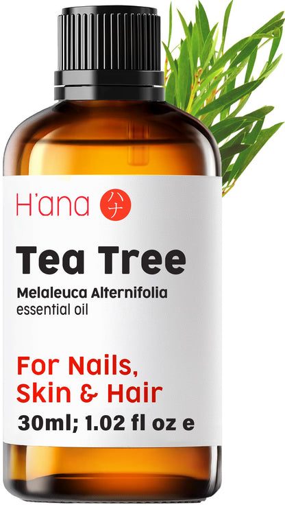 H'ana Tea Tree Essential Oil - 1.02 Fl Oz | Hair, Skin, Diffuser & DIY Crafts