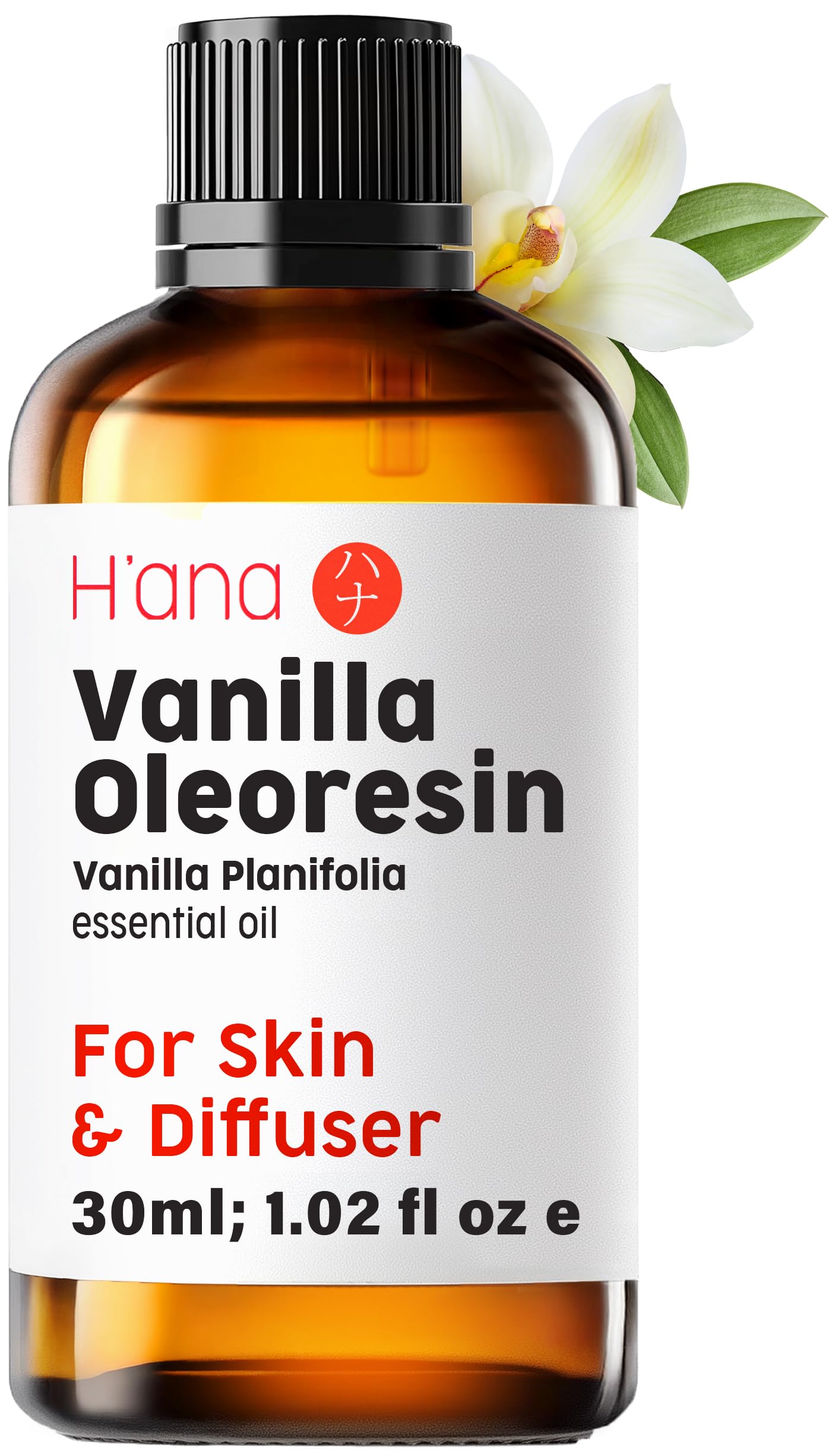 H'ana Vanilla Essential Oil - 1.02 Fl Oz | For Hair, Skin, Diffuser, Aromatherapy, DIY Candle & Soap Making
