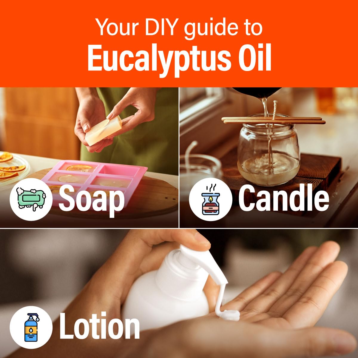 H'ana Eucalyptus Essential Oil - 1.02 Fl Oz for Hair, Skin, Diffuser & DIY