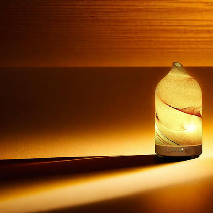 Hand Blown Glass Essential Oil Diffuser – Ultrasonic Cool Mist, Auto Shut-Off, 7-Color Night Light