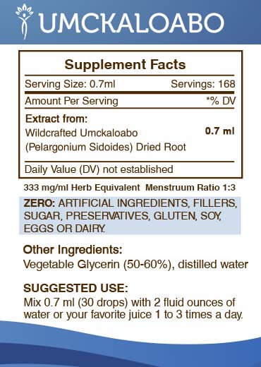 Secrets of the Tribe Umckaloabo Tincture Alcohol-Free Extract | Wildcrafted Pelargonium sidoides 4 oz