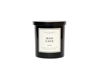 Hand-Poured in California | Masculine 9oz Candle with 50-Hour Burn Time | Vegan, Natural Essential Oils | Man Cave