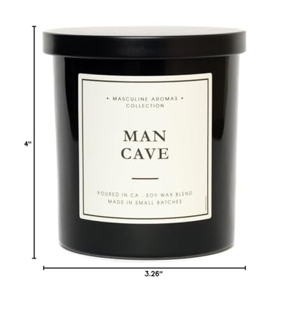 Hand-Poured in California | Masculine 9oz Candle with 50-Hour Burn Time | Vegan, Natural Essential Oils | Man Cave