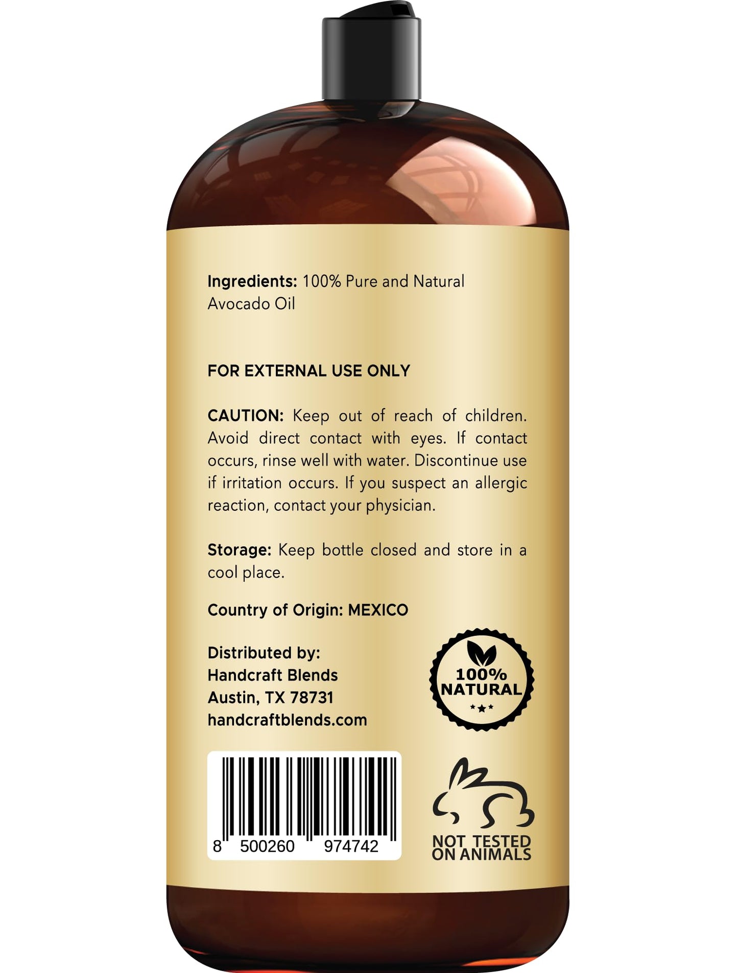 Handcraft Blends Avocado Oil – Cold-Pressed 28 oz | Pure Carrier Oil for Skin & Hair