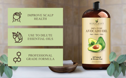 Handcraft Blends Avocado Oil – Cold-Pressed 28 oz | Pure Carrier Oil for Skin & Hair