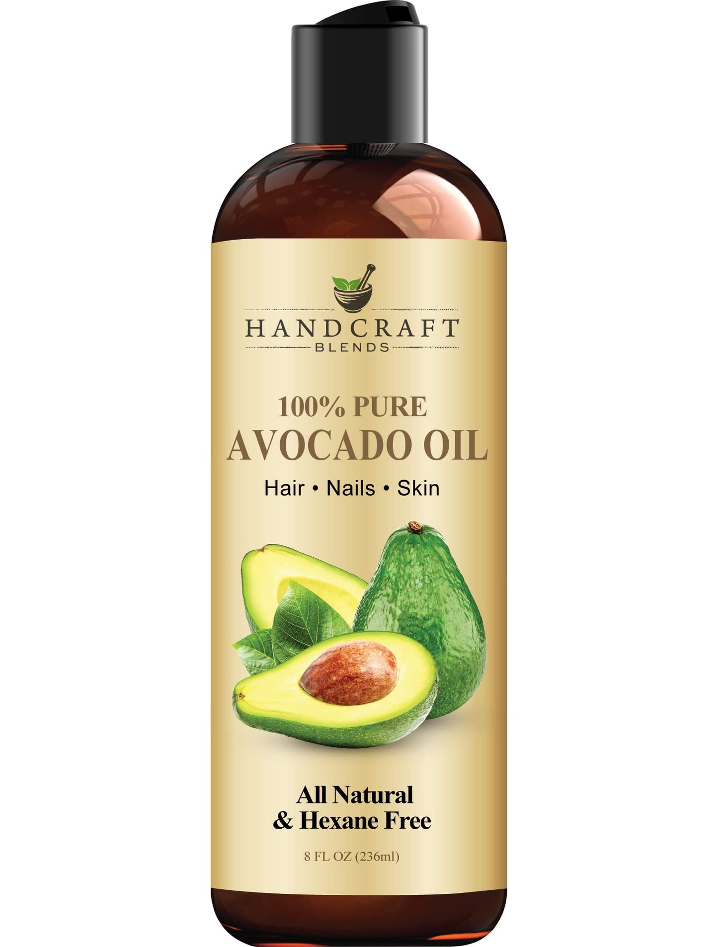 Handcraft Blends Avocado Oil - Cold-Pressed 8oz | Pure Carrier Oil for Skin & Hair