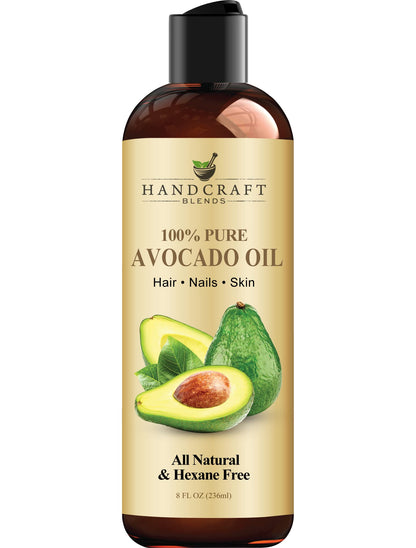 Handcraft Blends Avocado Oil - Cold-Pressed 8oz | Pure Carrier Oil for Skin & Hair