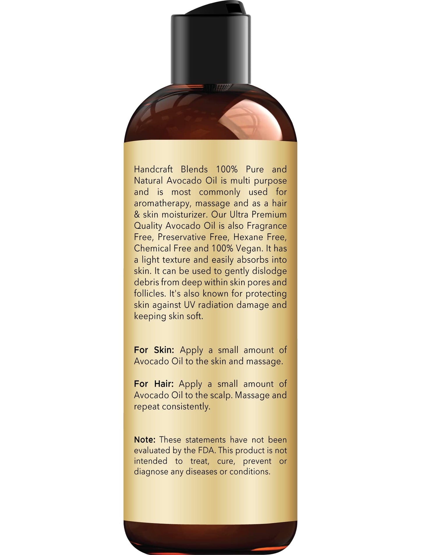 Handcraft Blends Avocado Oil - Cold-Pressed 8oz | Pure Carrier Oil for Skin & Hair