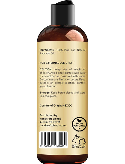 Handcraft Blends Avocado Oil - Cold-Pressed 8oz | Pure Carrier Oil for Skin & Hair