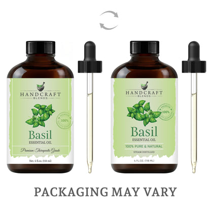 Handcraft Blends Basil Essential Oil – 4 Fl Oz – 100% Pure & Natural – Premium Grade