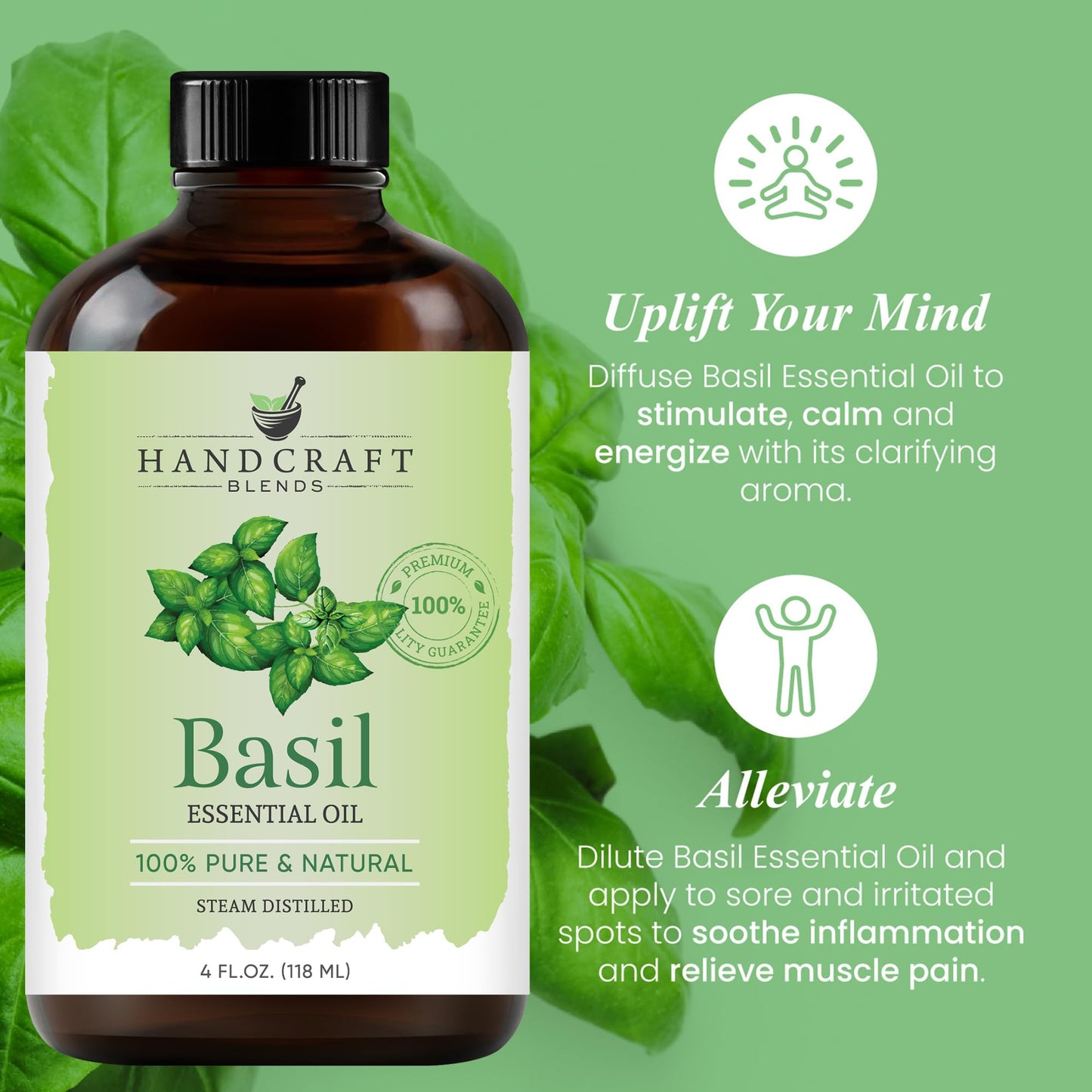 Handcraft Blends Basil Essential Oil – 4 Fl Oz – 100% Pure & Natural – Premium Grade