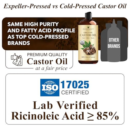 Handcraft Blends Organic Castor Oil – 16 oz | Pure & Natural Carrier Oil
