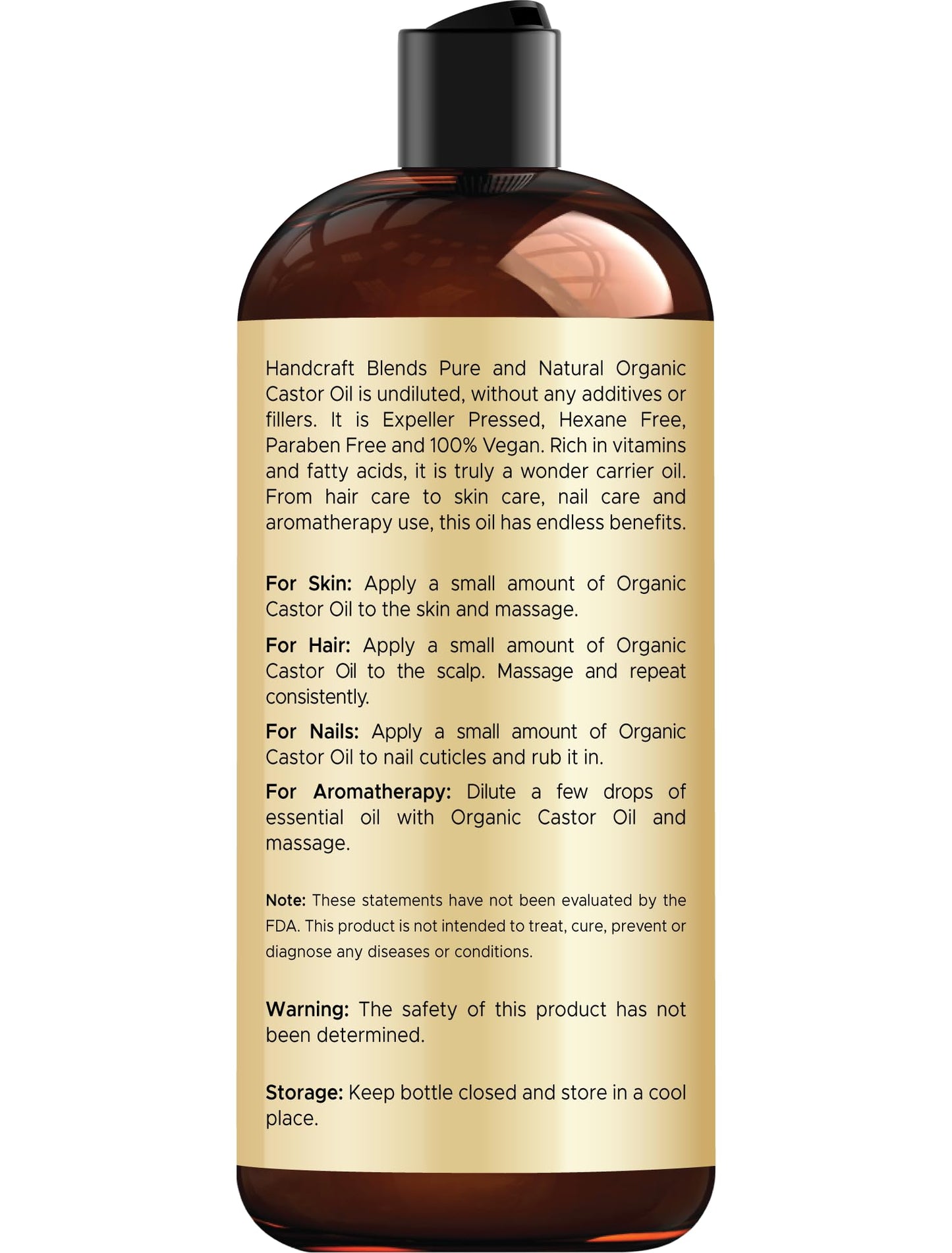 Handcraft Blends Organic Castor Oil – 16 oz | Pure & Natural Carrier Oil