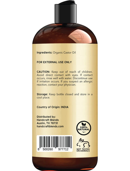 Handcraft Blends Organic Castor Oil – 16 oz | Pure & Natural Carrier Oil