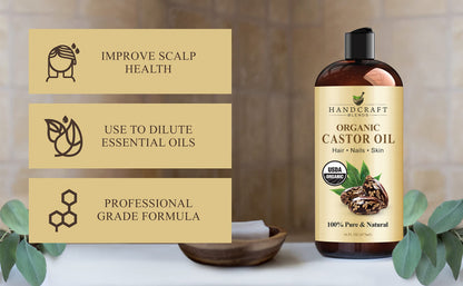 Handcraft Blends Organic Castor Oil – 16 oz | Pure & Natural Carrier Oil