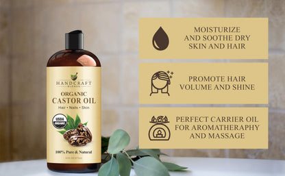 Handcraft Blends Organic Castor Oil – 16 oz | Pure & Natural Carrier Oil