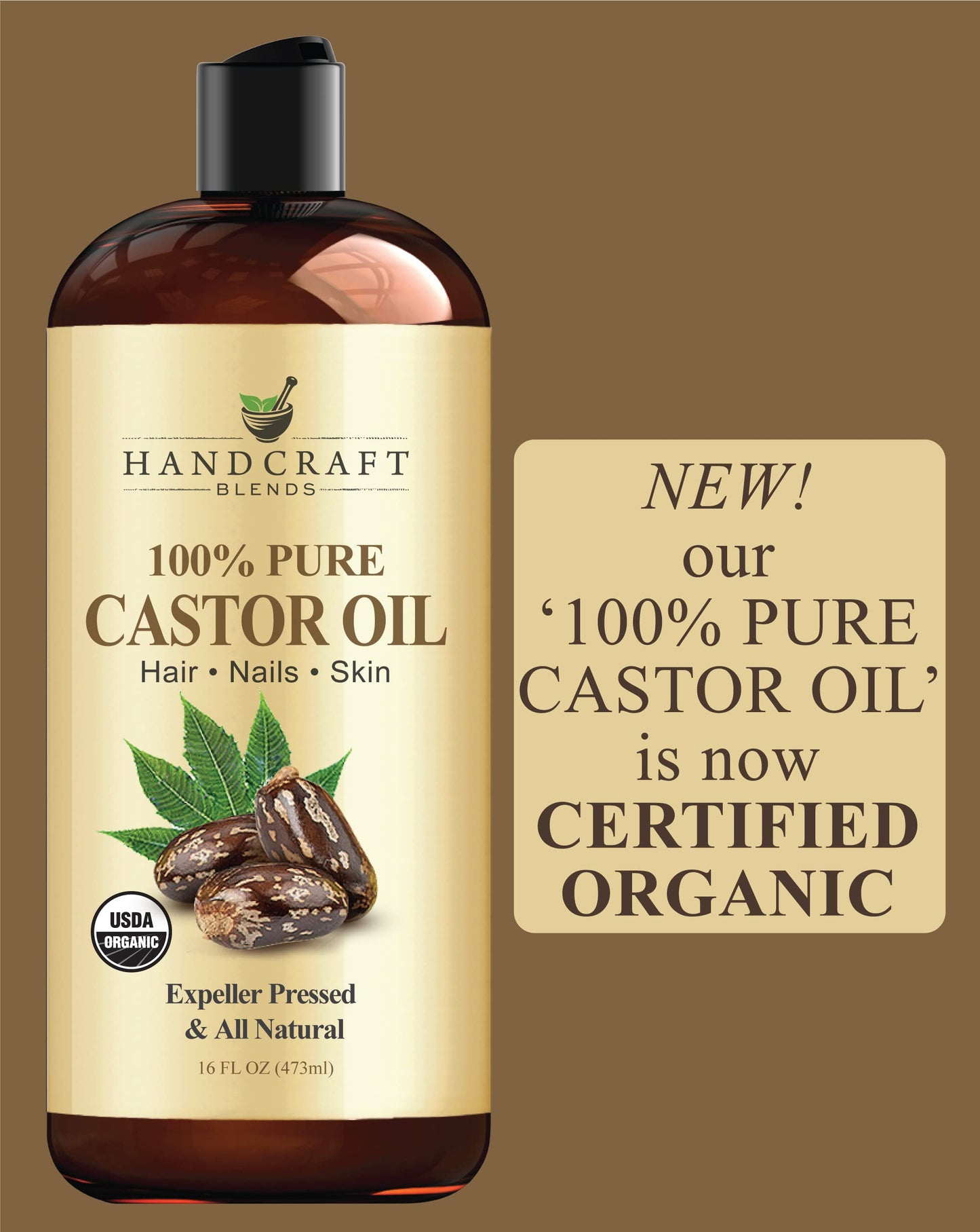 Handcraft Blends Organic Castor Oil – 16 oz | Pure & Natural Carrier Oil