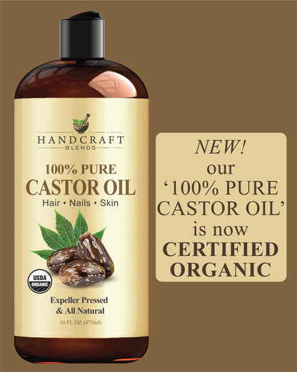 Handcraft Blends Organic Castor Oil – 16 oz | Pure & Natural Carrier Oil