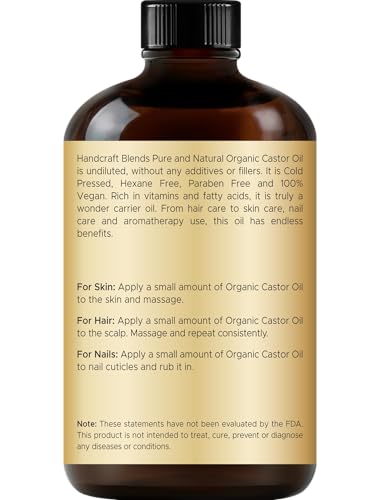Handcraft Blends Cold-Pressed Organic Castor Oil 4 Oz - Pure & Natural