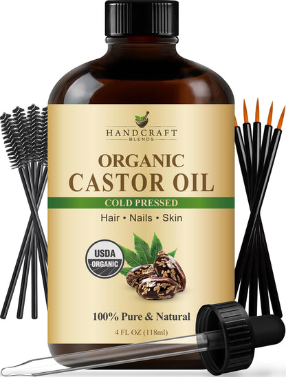 Handcraft Blends Cold-Pressed Organic Castor Oil 4 Oz - Pure & Natural