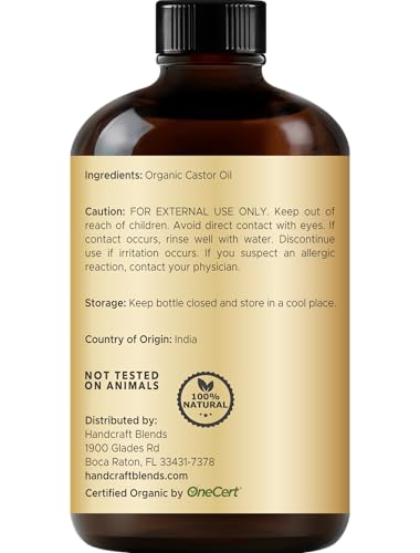 Handcraft Blends Cold-Pressed Organic Castor Oil 4 Oz - Pure & Natural