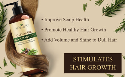 Castor Oil with Rosemary – Handcraft Blends, 8 oz | 100% Pure & Natural Carrier Oil for Hair, Eyelashes & Brows