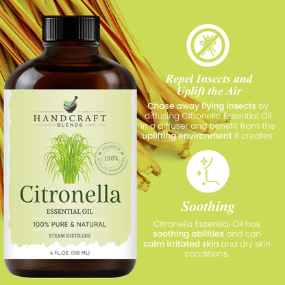 Handcraft Blends Citronella Essential Oil – 4 oz – Pure & Natural Premium Grade