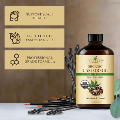 Handcraft Blends Cold-Pressed Organic Castor Oil 4 Oz - Pure & Natural