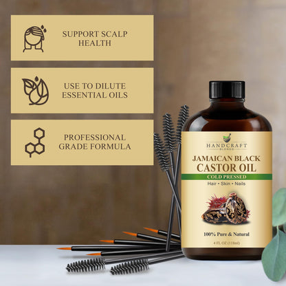 Handcraft Blends Cold-Pressed Jamaican Black Castor Oil - 4 oz | 100% Pure & Natural