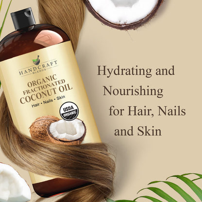 Handcraft Blends Organic Fractionated Coconut Oil - 28 Fl Oz | Pure, Natural Carrier Oil for Skin & Hair