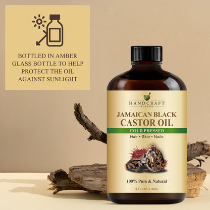 Handcraft Blends Cold-Pressed Jamaican Black Castor Oil - 4 oz | 100% Pure & Natural
