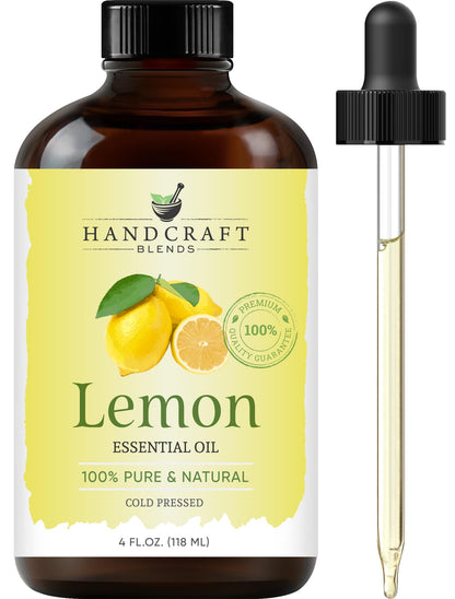 Handcraft Blends Lemon Essential Oil – 4 oz, 100% Pure & Natural | Premium Grade for Diffuser, Aromatherapy, Skin, Massage, Candle & Soap