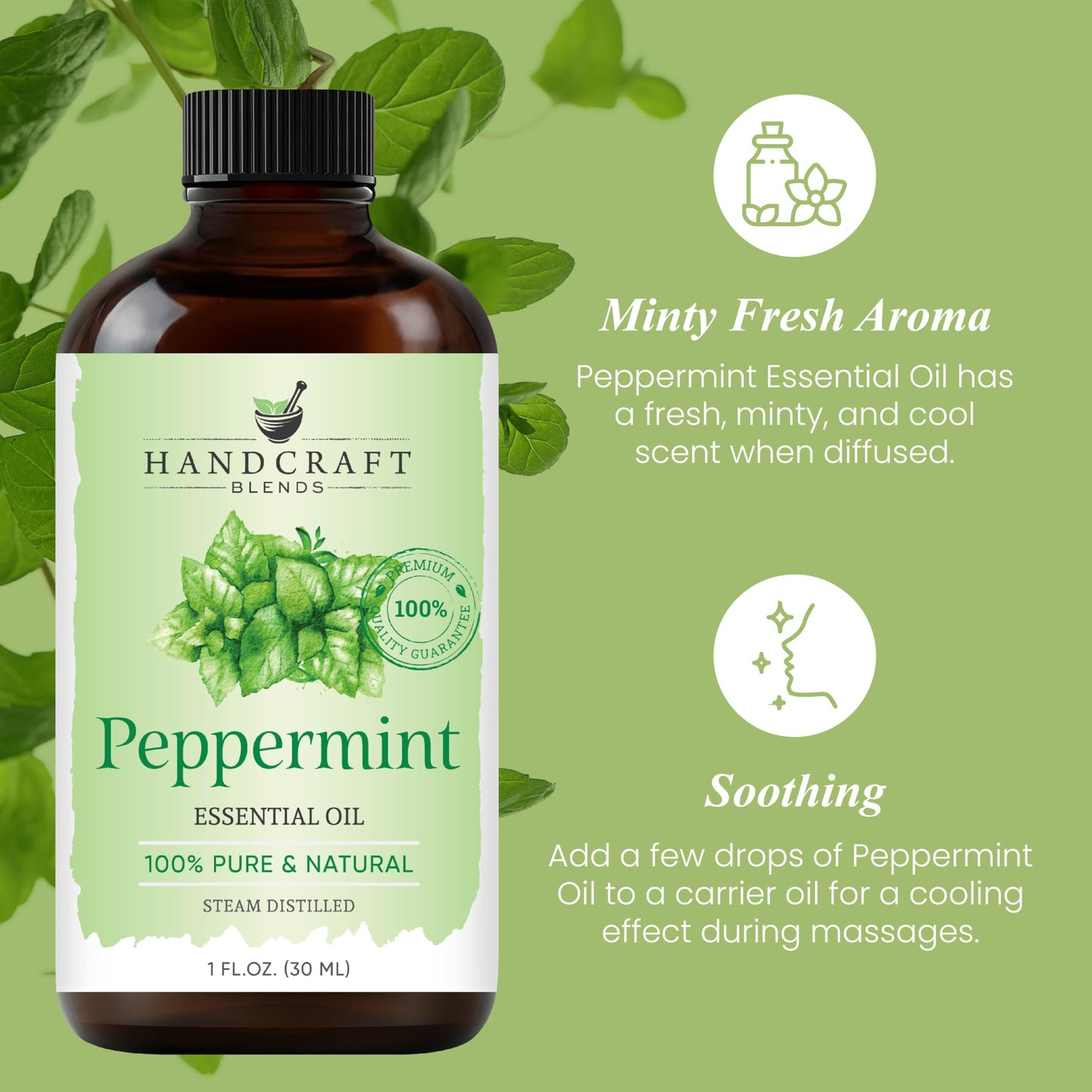 Handcraft Blends Peppermint Essential Oil – 1 Fl Oz | 100% Pure & Natural, Premium Grade