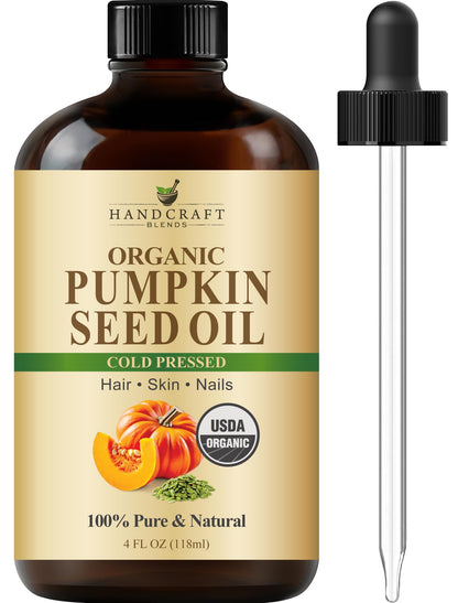 Cold-Pressed Organic Pumpkin Seed Oil - 4 oz Glass Bottle | Hair, Skin & Aromatherapy