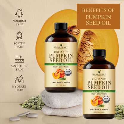 Handcraft Blends Cold-Pressed Organic Pumpkin Seed Oil – 4 Fl Oz (Pack of 3) – 100% Pure Carrier Oil for Hair, Skin, Nails & Massage