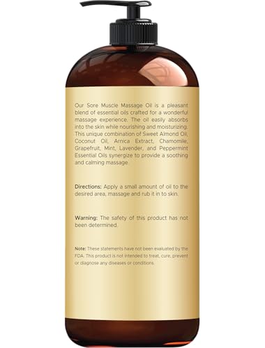 Handcraft Blends Sore Muscle Massage Oil 8oz – Arnica, Chamomile, Lavender & Peppermint