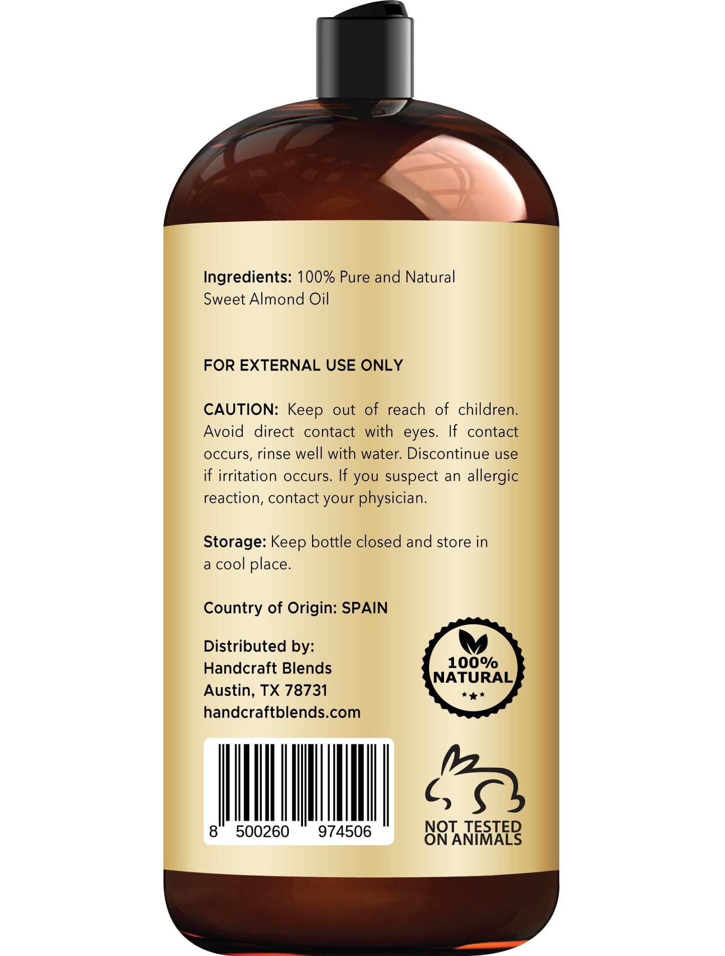 Handcraft Blends Sweet Almond Oil 28 oz - 100% Pure & Natural, Hexane-Free