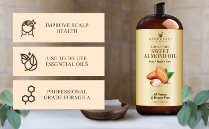 Handcraft Blends Sweet Almond Oil 28 oz - 100% Pure & Natural, Hexane-Free