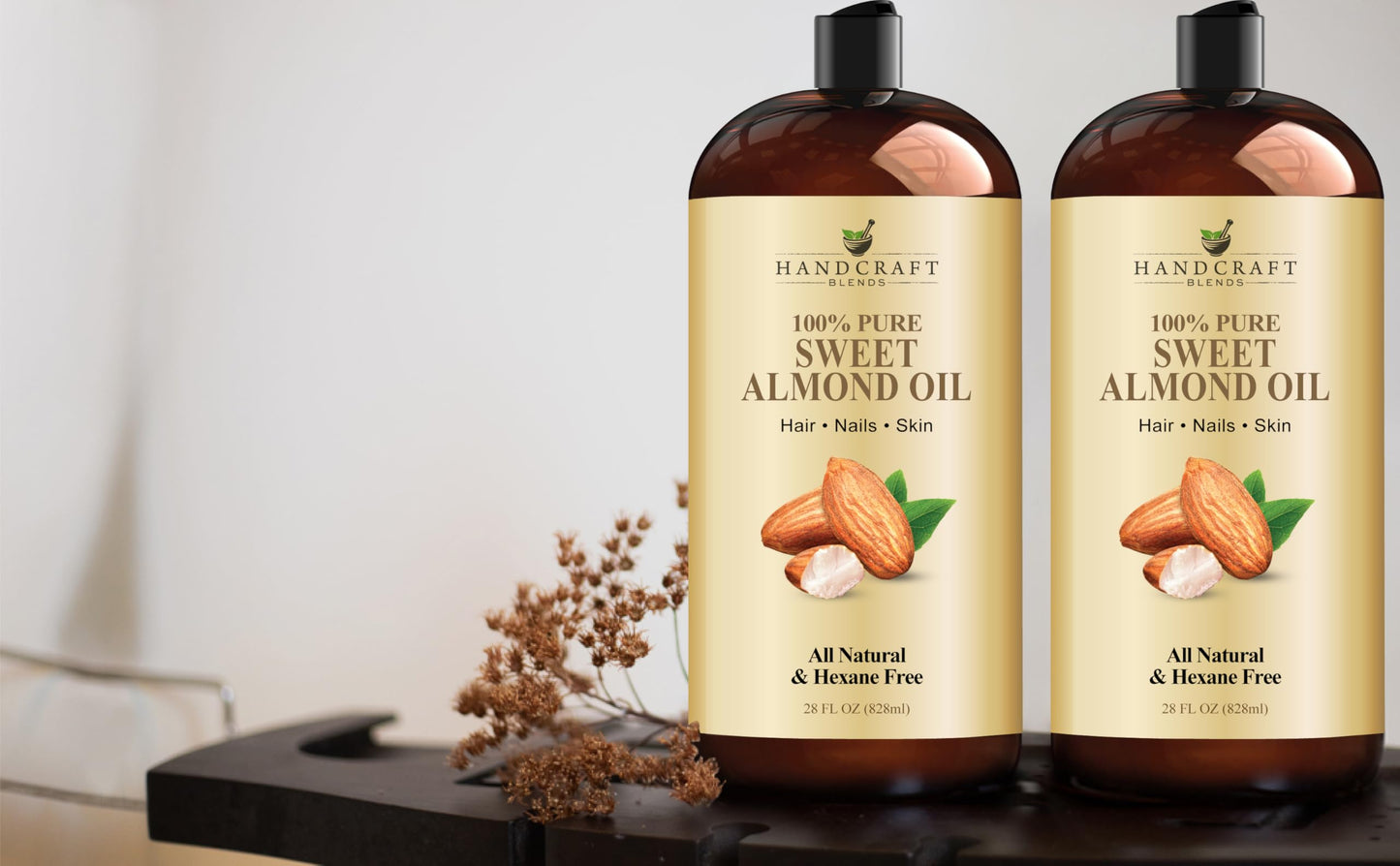 Handcraft Blends Sweet Almond Oil 28 oz - 100% Pure & Natural, Hexane-Free